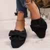 Women's New Flat Single Shoes Women's Large Size Bow Pointed Lazy Shoes