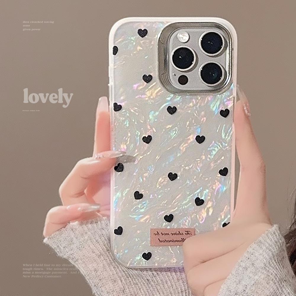 

Shell Black Heart Case for iPhone 13 iPhone 15 iPhone 16 Pro Max iPhone 11