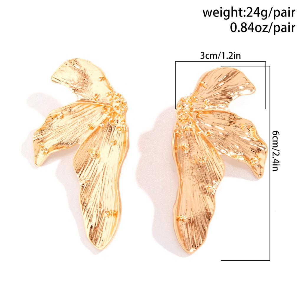 IngeSight.Z Vintage Metal Geometric Leaf Stud Earrings for Women Punk Exaggerated Gold Color Earrings Party Jewelry Gifts