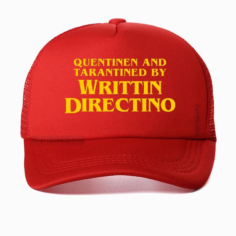 Quentinen And Tarantined By Writtin Directino Funny printing hat Hot Summer Mesh Trucker Caps outdoors Breathable Baseball cap Adjustable
