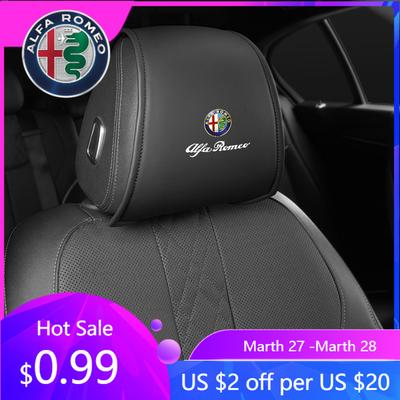 For 2PCS Leather Car Seat Headrest Protective Cover Accessories For Alfa Romeo 159 Giulietta Giulia 147 Mito 156 166 TJ0