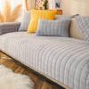 Winter Sofa Cover Thickened Solid Colour Flannel Square Quilted Sofa Cushion Warm Plush Non-Slip Universal Sofa Backrest Cover