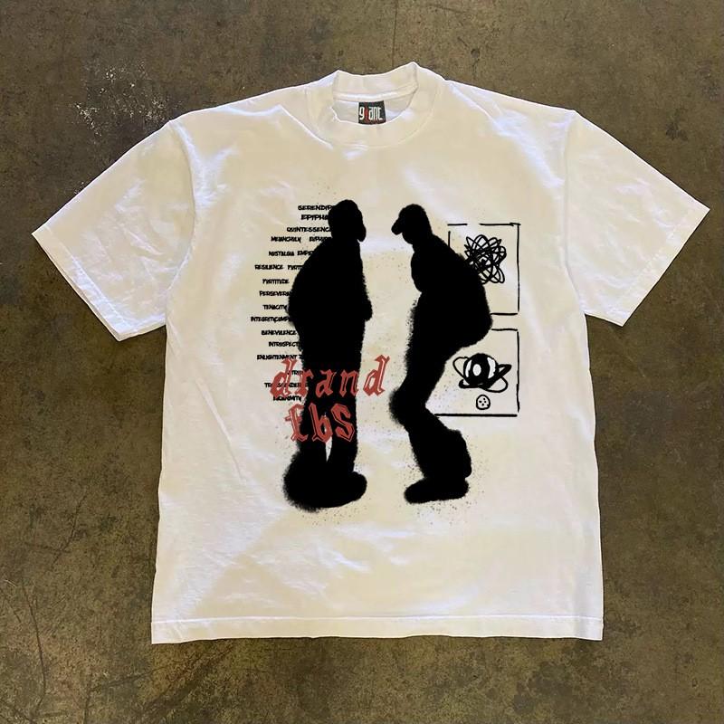Oversized Vintage Graphic Print T-Shirt Unisex Women Heavyweight Cotton Short Sleeve Tee Casual Streetwear