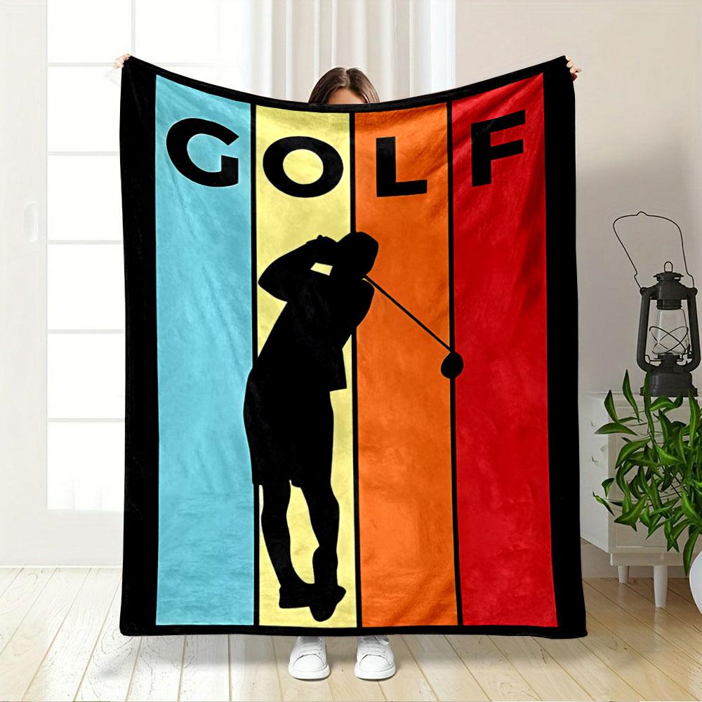 Colorful Golf Silhouette Blanket for All Seasons Blanket Lunch Break Throw Gift