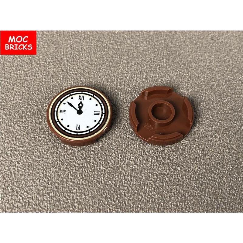 10pcs / Lot Tile Round 2 X 2 Clock Including Roman Numerals Simple Pattern Fit Including 14769pb133 Building Blocks DO-IT-YOURSELF Playthings