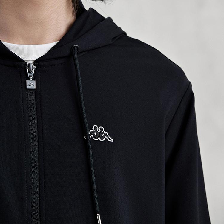 Kappa 1916 Series Retro Zip-Up Hoodie Cool Feeling Sports Long Sleeve Sweatshirt Men hoodies Black K0E32MK02