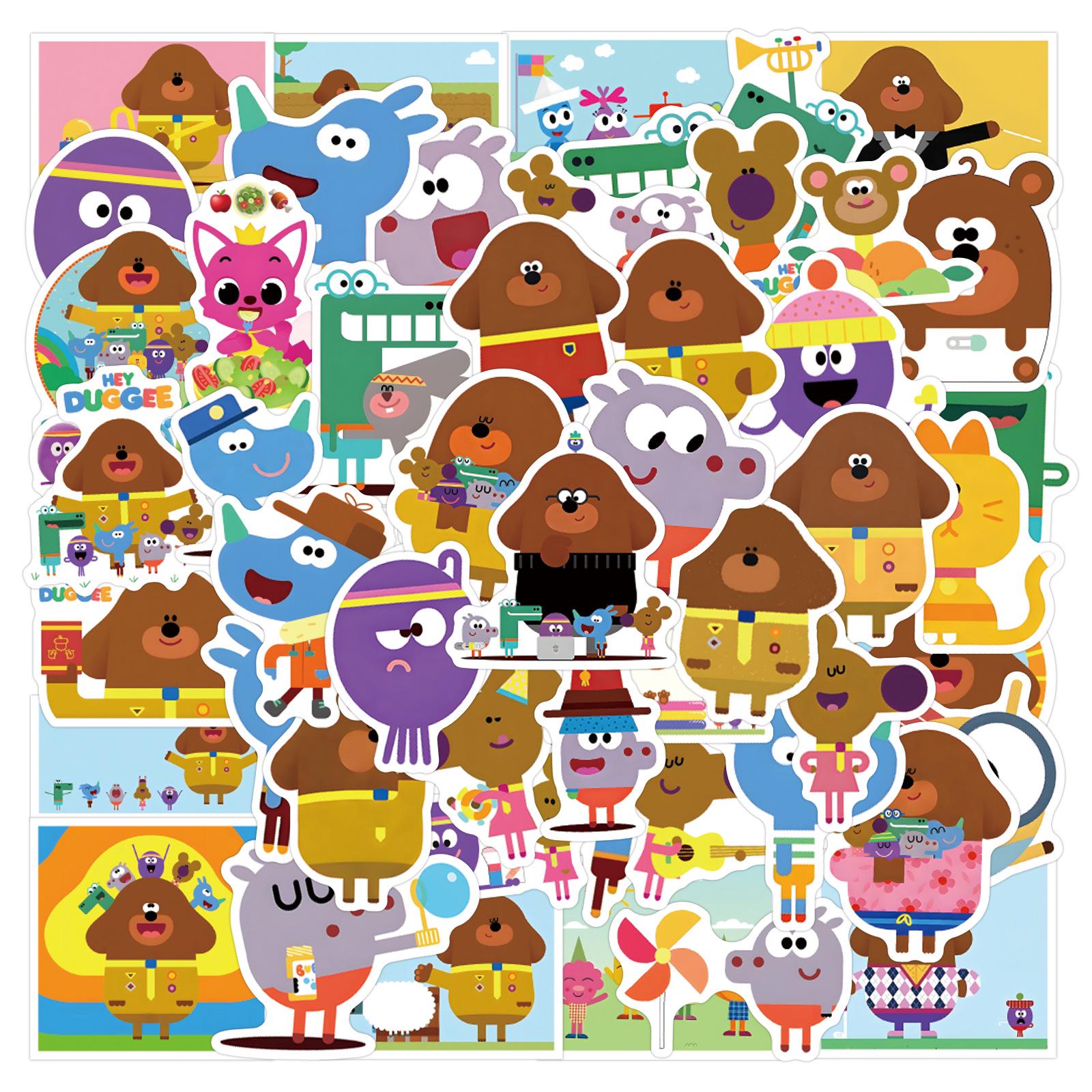 55 Hey Duggee Cartoon Stickers, Waterproof for Stationery, Planners, Bottles, Computers
