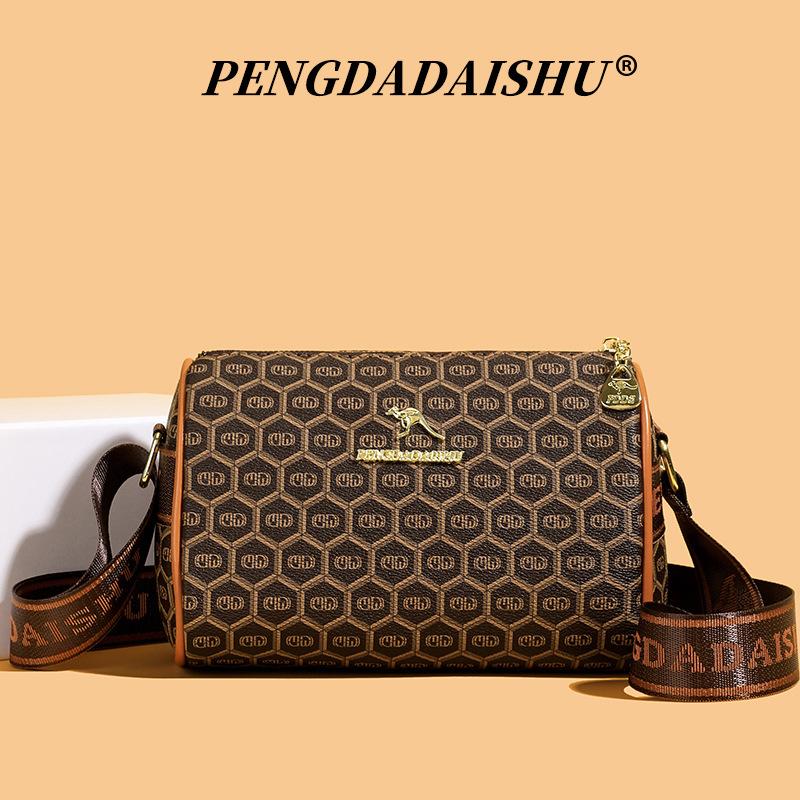 Women's Shoulder Bag Versatile Casual Retro Printed Wide Shoulder Strap Women's Bag Trendy Fashion Commuter Messenger Bag Women