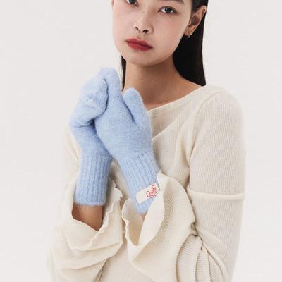 QUAFE LABEL KNITTED MITTENS_ice Blue
