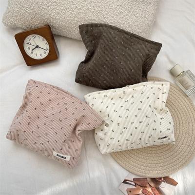 510133 Corduroy Small Floral Cosmetic Bag Large Capacity Portable Toilet Bag Liner Bag Travel Sub-packaging Storage