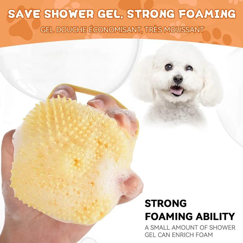 Silicone Pet Brush Head Comb Can Be Added with Liquid, Dog and Cat Bath Brush, Bathing Massage and Cleaning Brush Dog Grooming