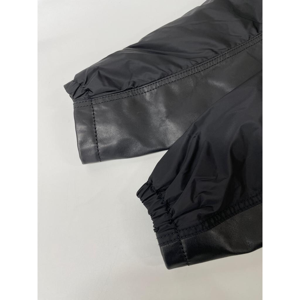 MONCLER [Good Condition/Domestic Regular] MASSART Lamb Leather x Nylon Double Riders Jacket 4 blackUsed