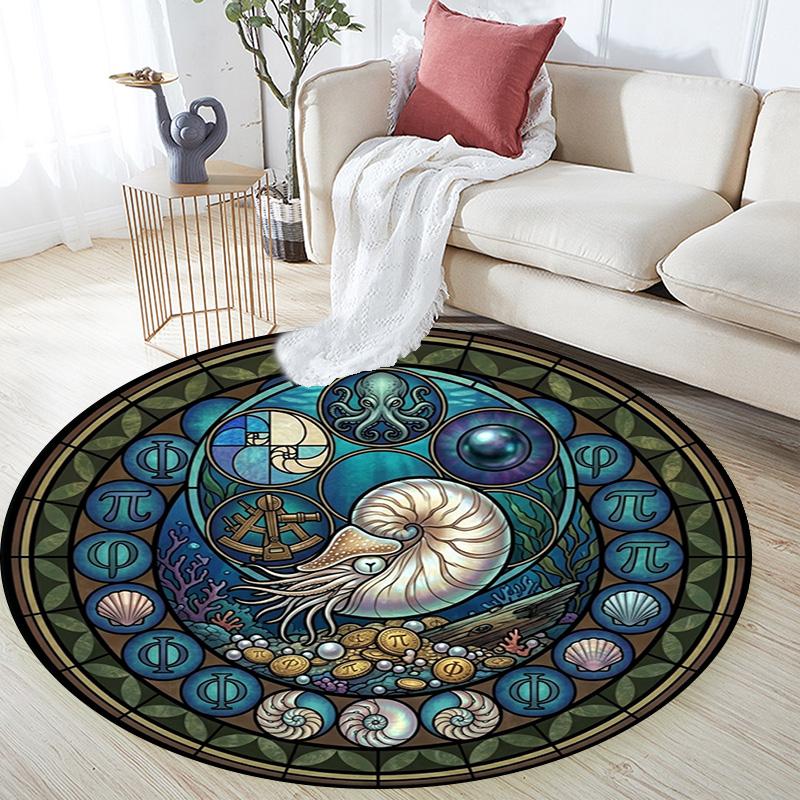 Underwater Treasures Round Area Rug Under Office Chairs Bedroom Living Room Home Decor