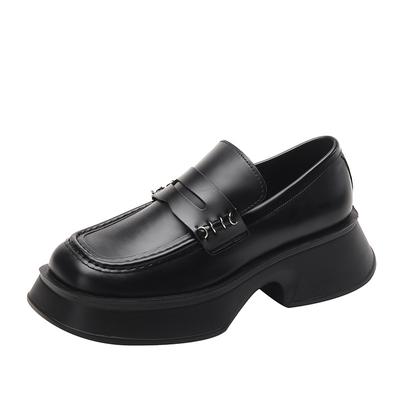 Platform Thick-soled Loafers for Women, New Spring and Autumn Single Shoes, Retro Design, Niche British Style Small Leather Shoes