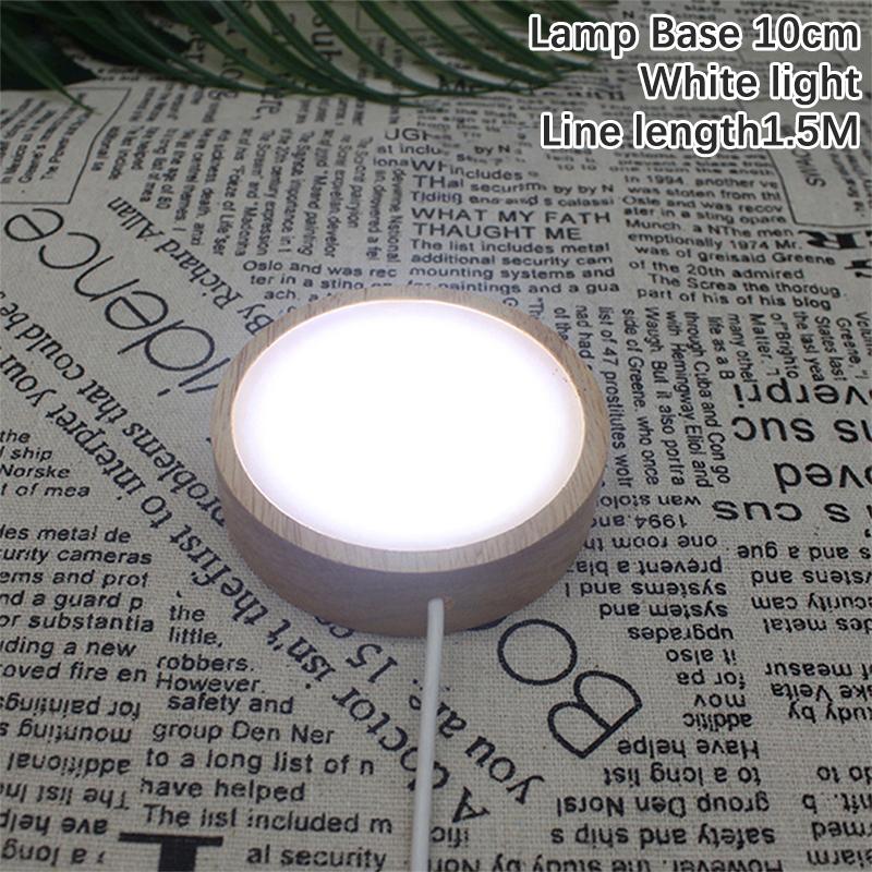 Round Wooden Led Night Light Base Display Stand For Crystals Glass Ball Decor