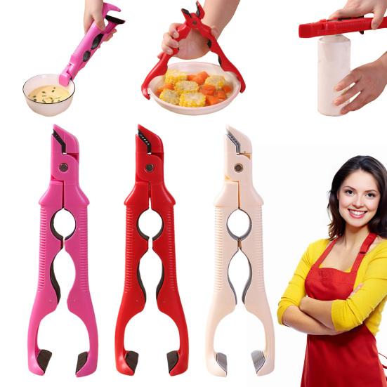 3-in-1 Hot Plate Gripper Tongs Heat Resistant Bowl Tongs Non-Slip Plate Lifter with Built-in