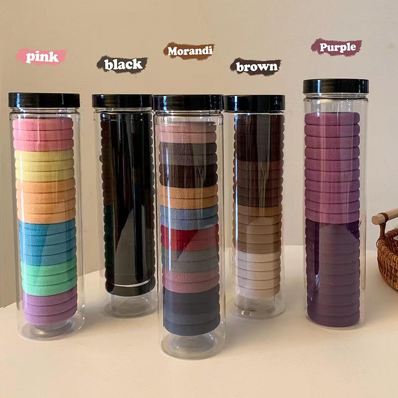 Seamless Black Rubber Hair Tie for Women - High Elasticity, Durable, and Hair-Friendly Hair Accessory.