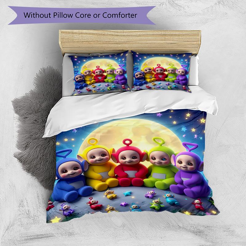 Teletubbies Moonlit Adventure 3‑Piece Bedding Set,Soft Duvet Cover with 34 Pillowcases,Multi‑Scene Home Dorm Use,Ideal Gift for Birthday & Holiday