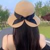 Women's New Beach Straw Hat, Foldable, for Summer Seaside Vacations, with a Luxurious and High-end Feel, Large Brim for Sun Protection