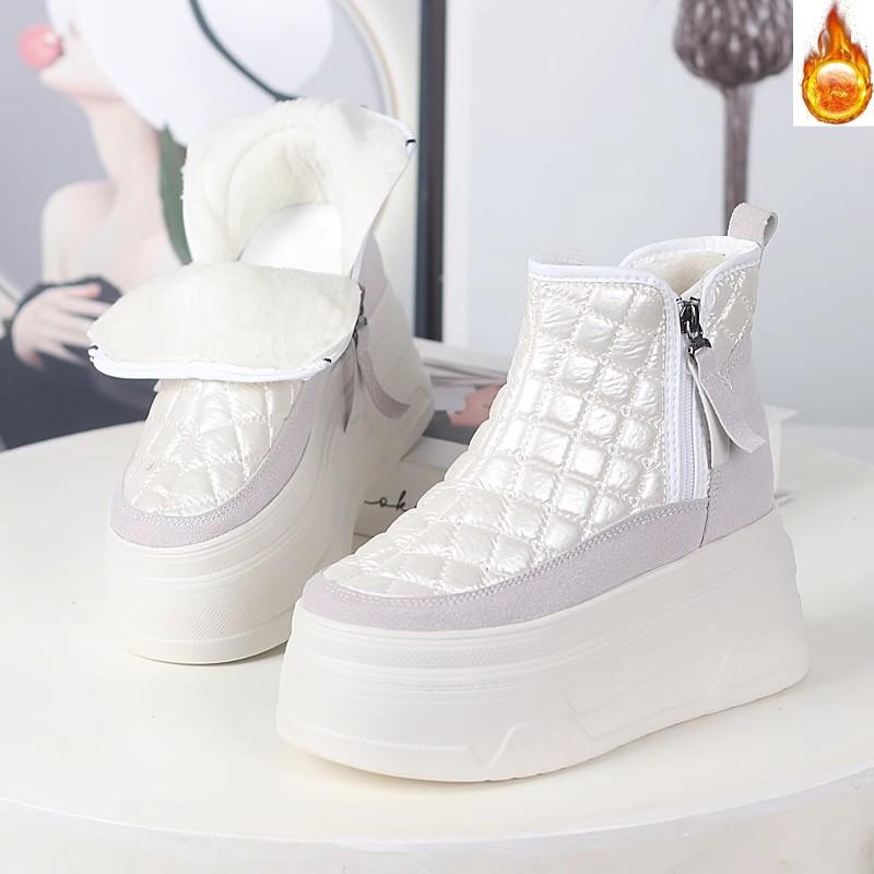 Fashion 12CM PU Spring Ladies Fashion Shoes Microfiber Leather Boots Ankle Booties Chimney ZIP Women Autumn Motorcycle