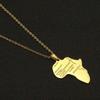 Stainless Steel Gold African Map Pendant Necklace Jewelry