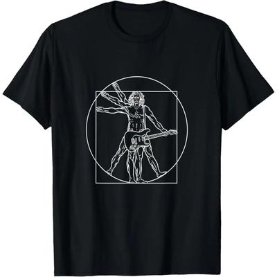 Vitruvian Mann, Rocker Music Electric Guitar Rock Music Da Vinci T-Shirt
