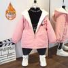 Girls' Autumn/Winter 2025 Fashionable Fleece-Lined Thick Baseball Jacket for Kids
