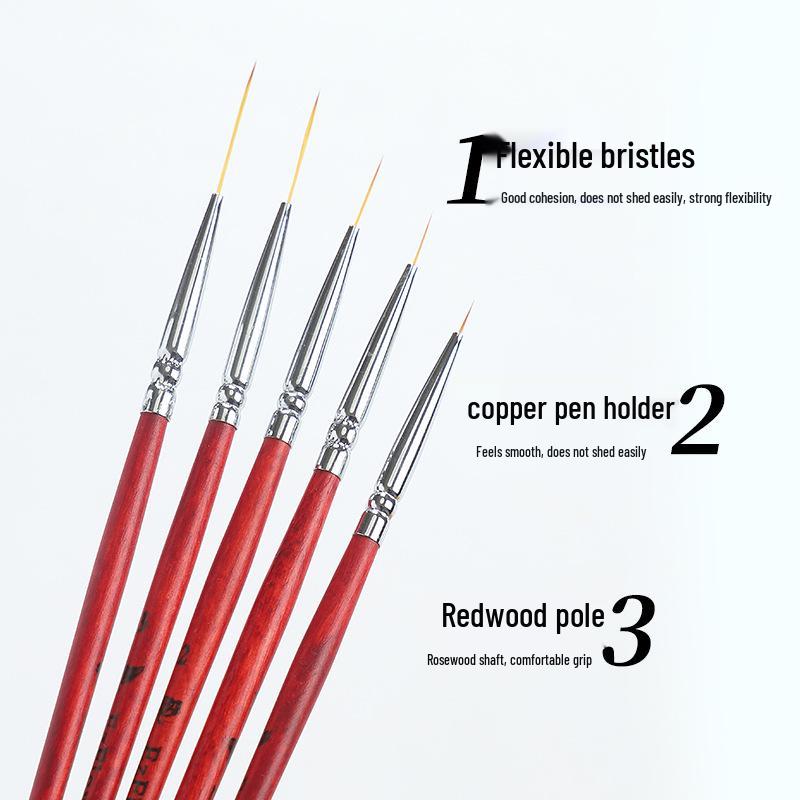 Japanese Ultra-Fine Nail Art Liner Brush Set: Wooden Rod Long & Short BJD Face Painting Brushes