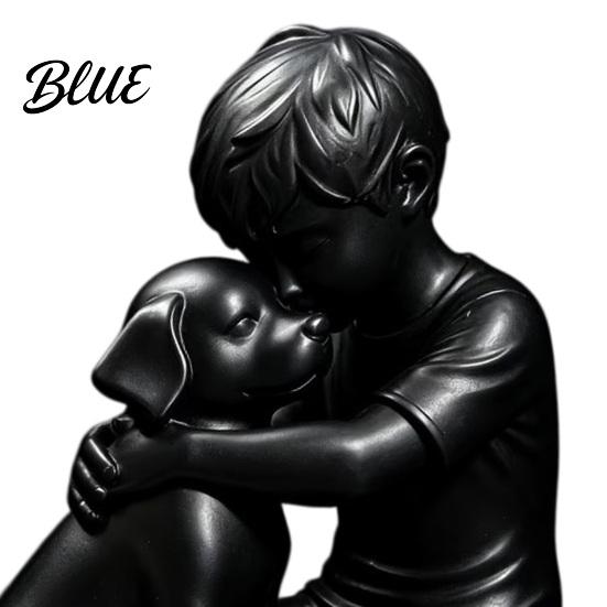 Gemütliche Wohnzimmerdekoration 3D-gedruckte Welpen- und Jungenstatue Hund & Besitzer Skulptur Heilende Hunde Statue Umarmende Figur Dekoration Hausdekoration Ornament