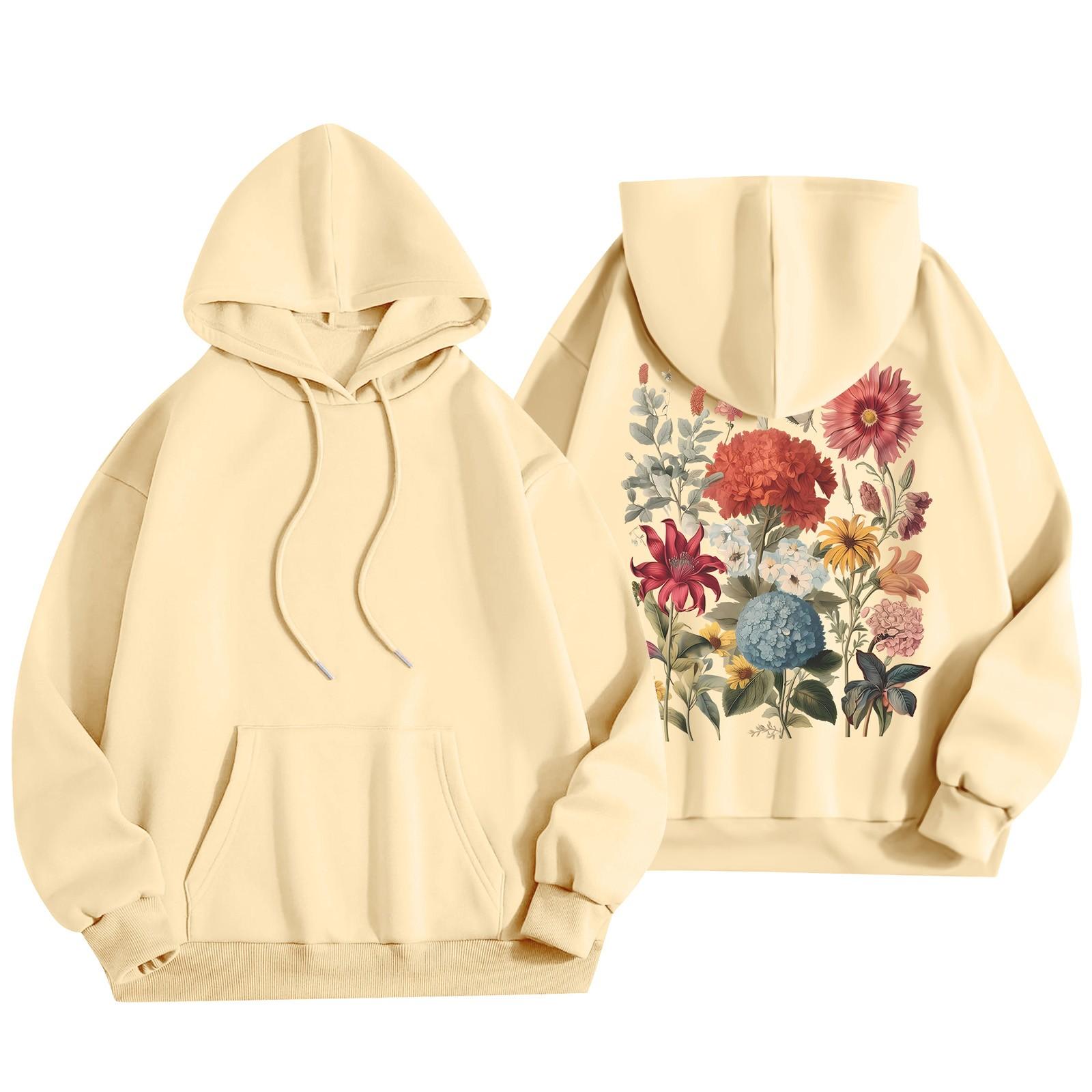 

Женский модный легкий свитер с длинными рукавами и карманами с цветочным принтом XXL жёлтый