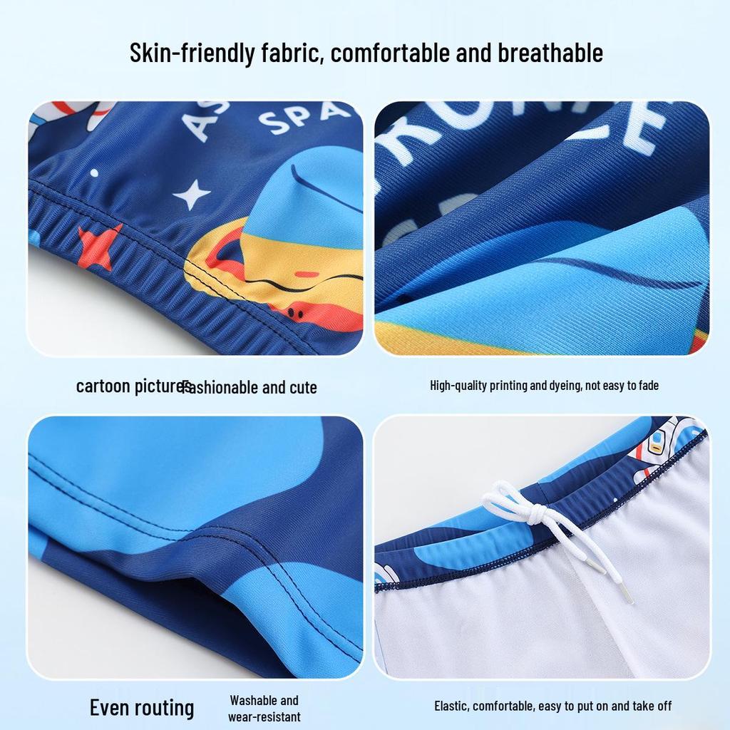 Children's Cartoon Swimsuit Set: Toddler Swim Shorts & Cap for Beach