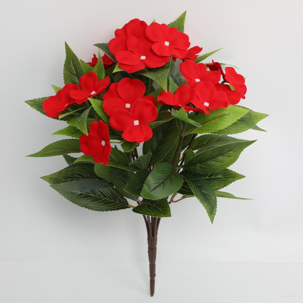 Handcrafted Artificial Flowers 8 Bundles Artificial Impatiens Flowers Uv Resistant Faux Silk Shrubs Outdoor Garden Planter Decor
