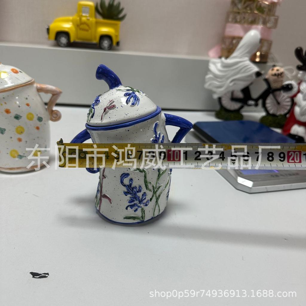 Hand-Painted Ceramic Storage Jar with Lid & Handles, Creative Kitchen Canister, Home Decor Ornament