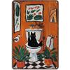 Vintage Schwarze Katze auf Toilette Metallschild Retro Badezimmer Wandkunst 8x12 Zoll Aluminium Lustige Katzen Dekoration Niedliche Orange Wanddekoration