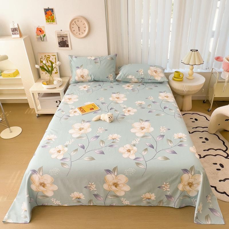 Cute Cartoon Panda Flat Sheet Kawaii Strawberry Bed Sheet Set For Girls Boys Room Decor, Cotton Twin Bed Cover With 2 Pillowcase