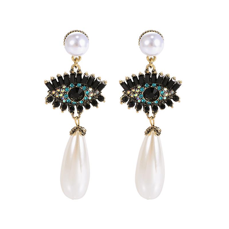 Devil's Eye Drip Oil Alloy Earrings: Trendsetting European & American Street Style
