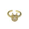 Gold Drehbar Diamantbesetzt Offener Ring Licht Luxus Retro High-End Hofstil Exquisiter Mode Ring Frau