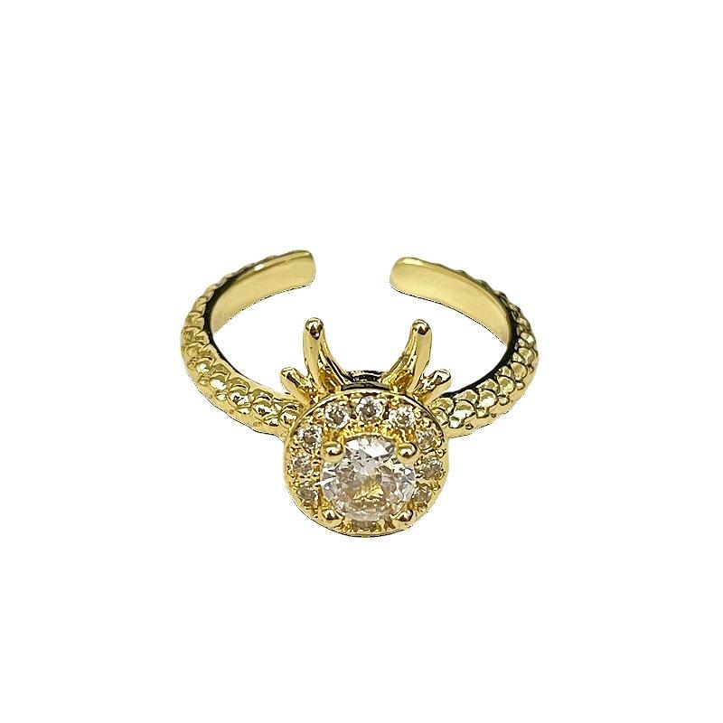 Gold Drehbar Diamantbesetzt Offener Ring Licht Luxus Retro High-End Hofstil Exquisiter Mode Ring Frau