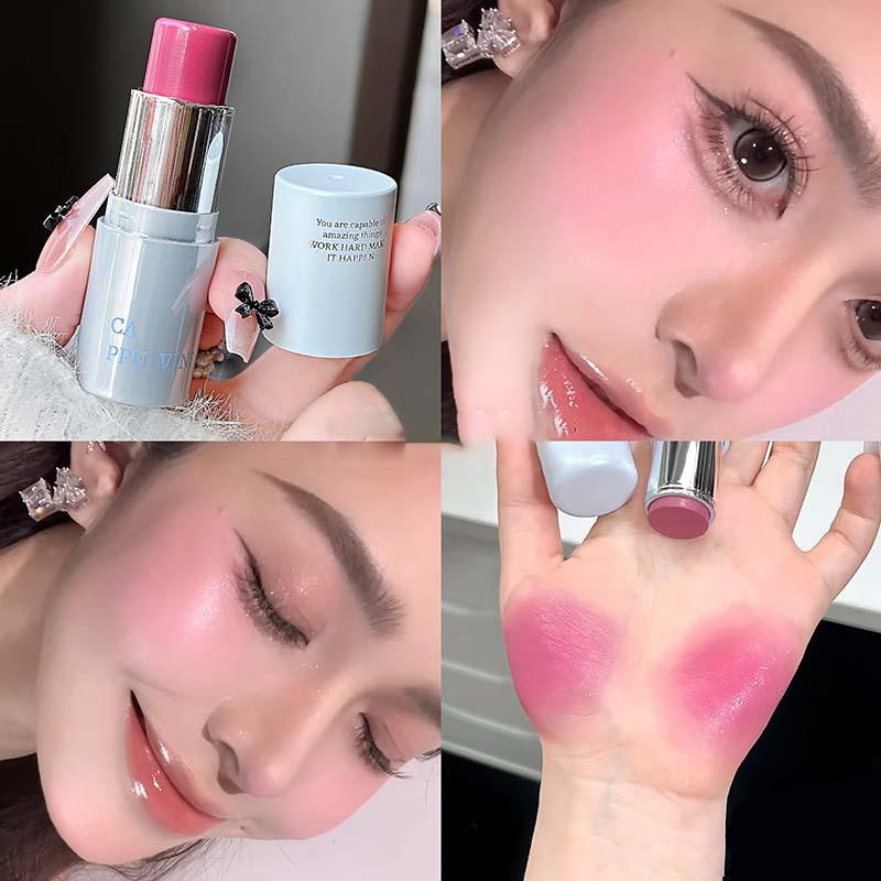 Cappuvini Multi-Use Cream Blush Stick For Eyes Lips & Cheek Nourishes & Moisturizes Long-Wearing Blendable Waterproof Smooth