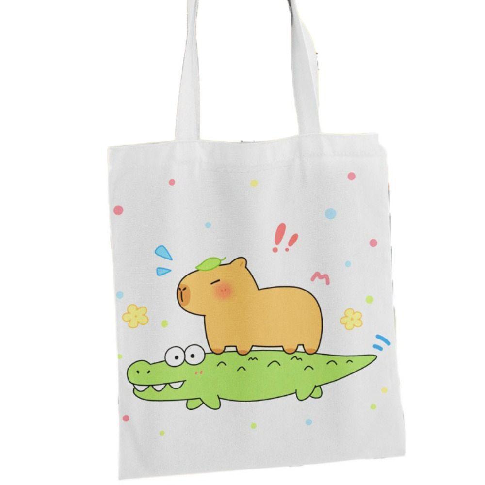 

Cartoon Capybara Canvas Bag Underarm Bag Large Capacity Capybara Handbag Girls Style G