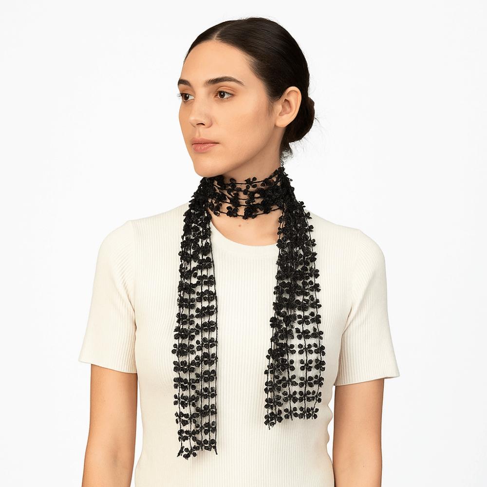 Tassel Belly Dancing Scarf Flower Shape Waist Chain Neck Wrap Sequin Scarf  Dance