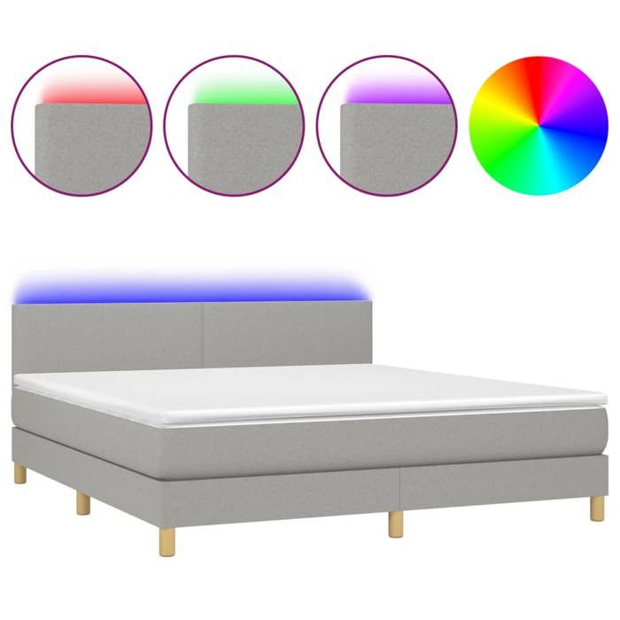 Maison Exclusive - Sommier à lattes de lit et matelas et LED Gris clair 180x200 cm