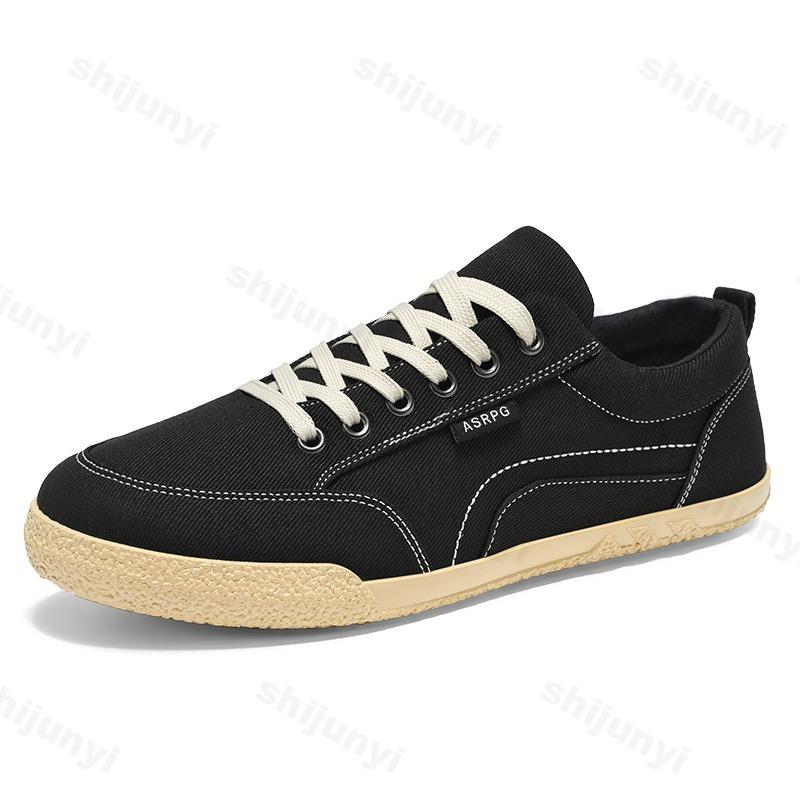 Fashion 2025 Autumn New Style Men's Fashion Trend Casual Canvas Thin Soled Shoes Low Top Comfortable Versatile Non Slip Lace Up Sneakers