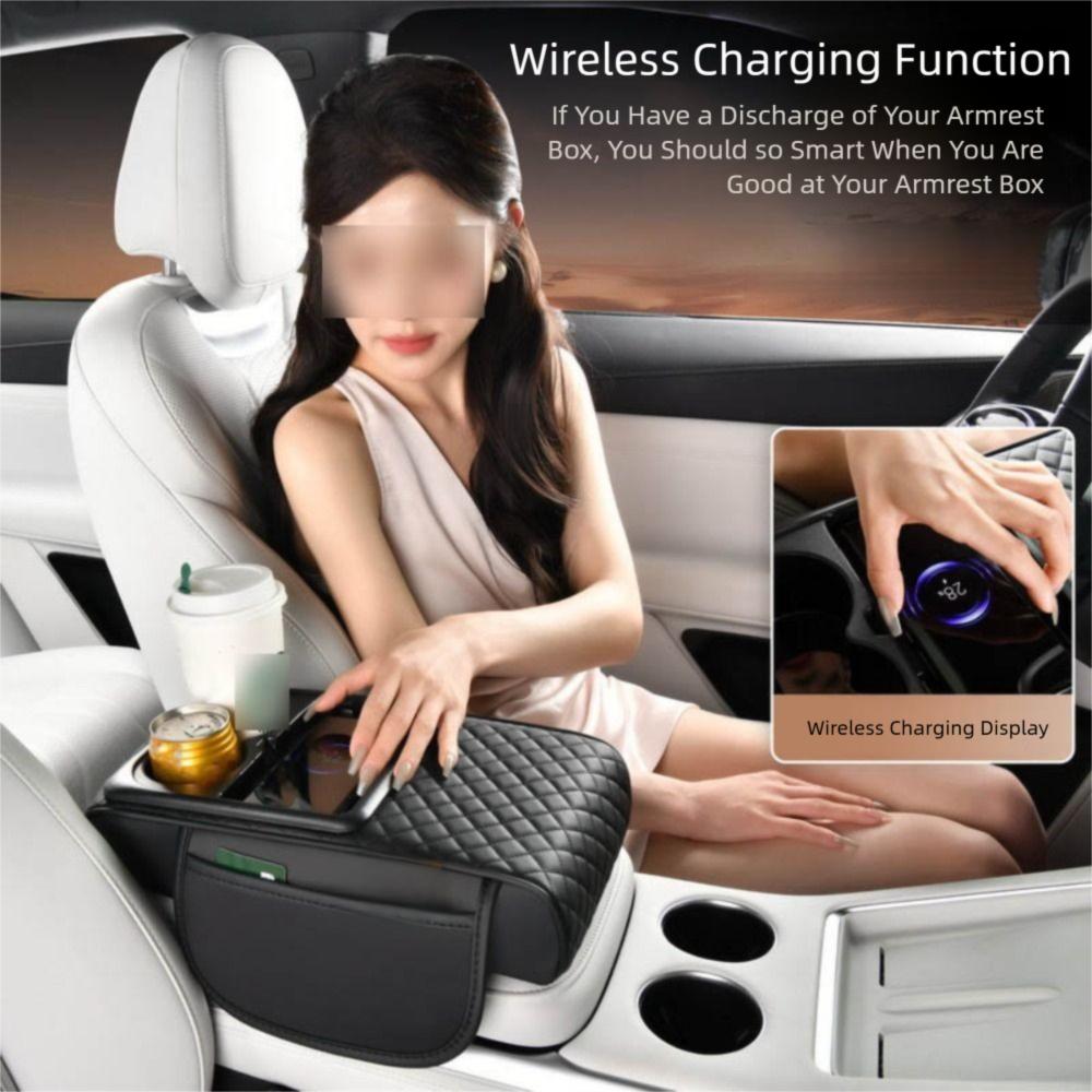 

Multifunctional Center Console Armrest Cushion Portable Storage Box Car Armrest Pillow Car чорний