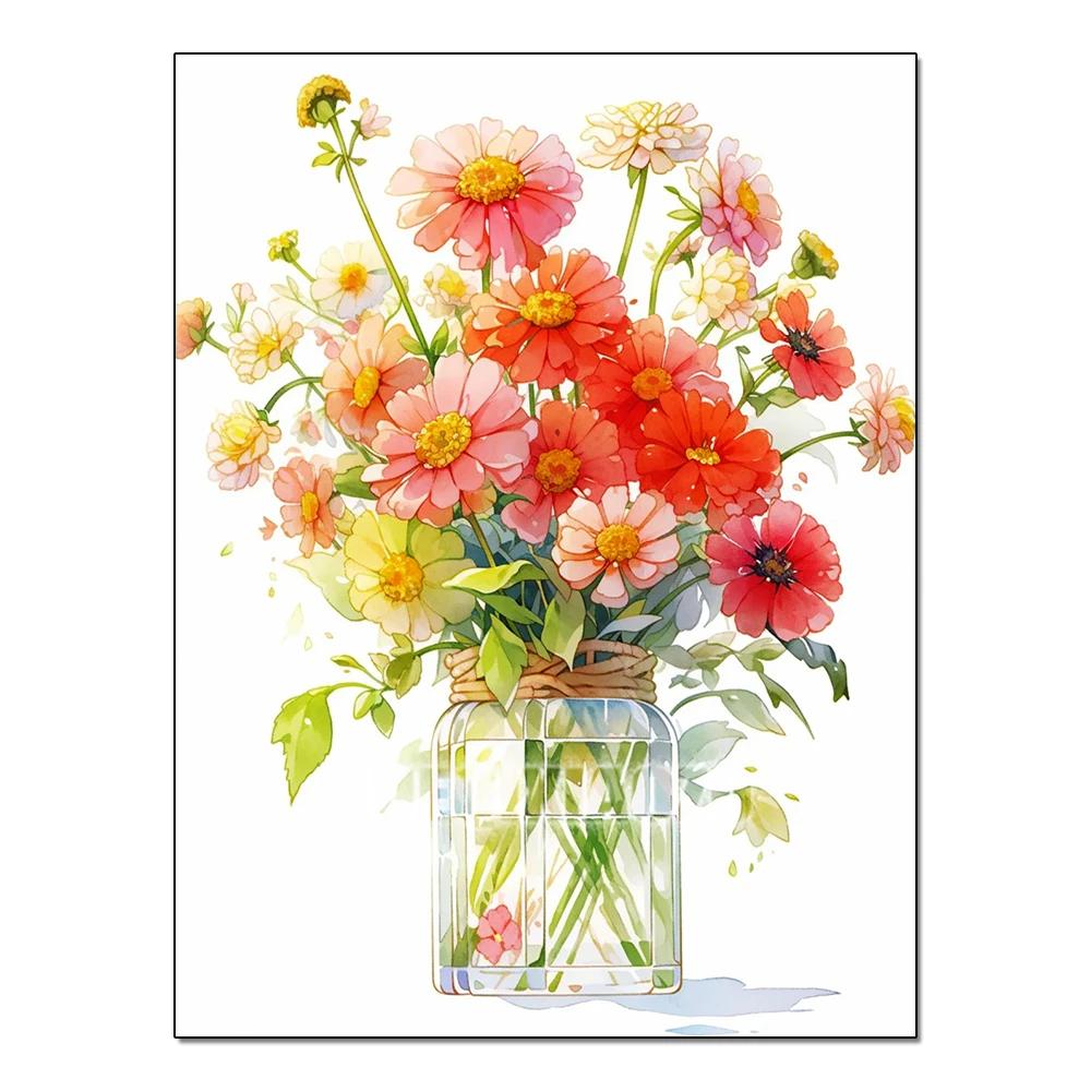 Full Flower Series Diamond Painting Tulip Daisy Diamond Mosaic Embroidery Art Watercolor Picture Handmade Home Decoration Diy