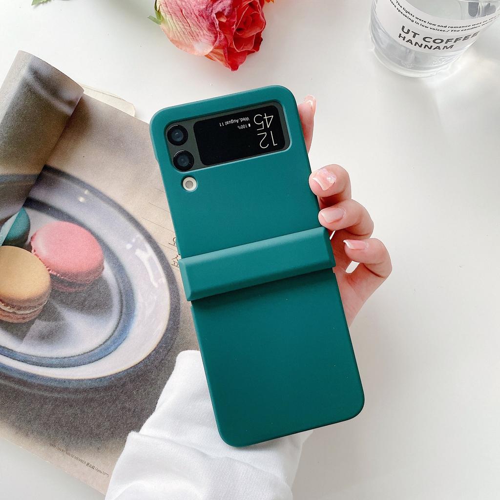 Applicable to Samsung Z Flip3/4/5/6 mobile phone case Macaron solid color hinge three-piece folding screen case