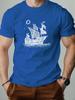 Summer Unisexs 100 Cotton Casual Loose Ship Pattern Printed Comfortable Sports Round Neck Short Sleeve Tshirt Top