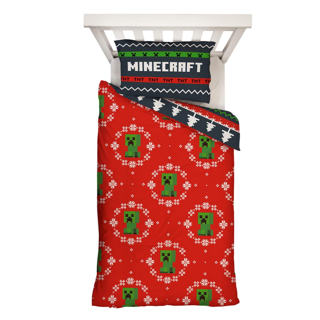 Minecraft Pixel Christmas Reversible Duvet Set