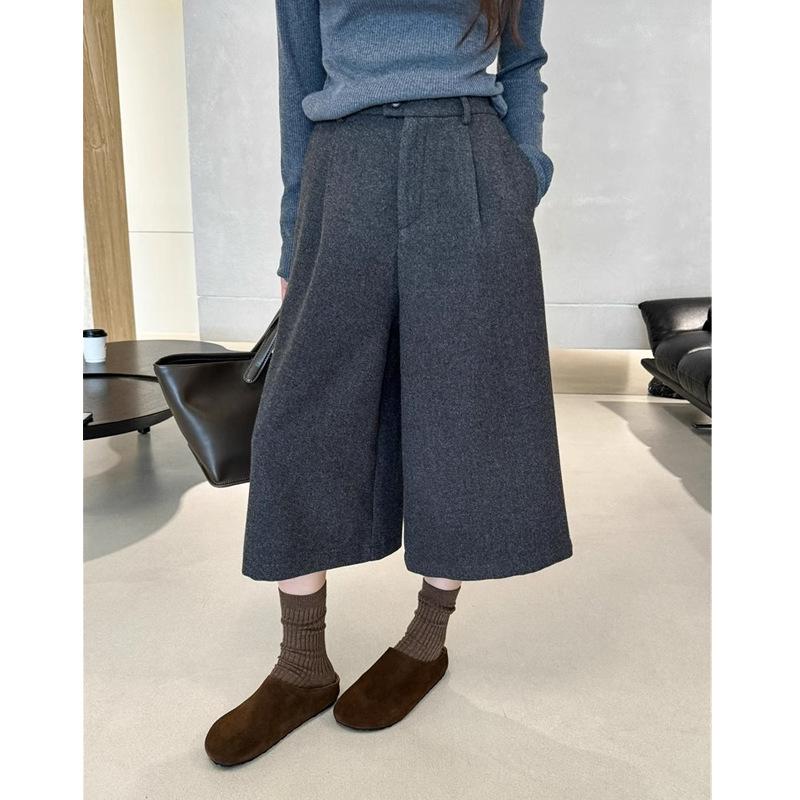 

Женские брюки палаццо из смесовой шерсти - Европейский стиль, осенняя мода 2024. XL