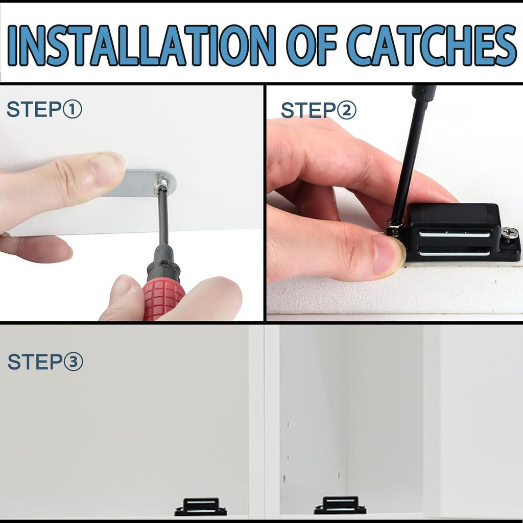 Kitchen Magnetic Cabinet Door Catch with Mounting Screw Furniture Cupboard Drawer Closures Latches Magnet Snap Door Lock Catches